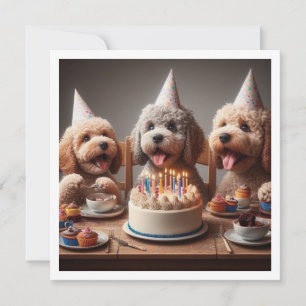 Poodle dog card,  Poodle birthday Invitation