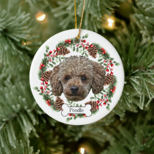 poodle dog ceramic ornament