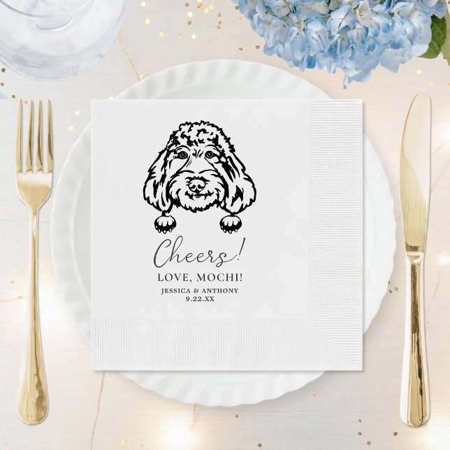 Poodle Dog Cheers Custom Dog Wedding Napkins (Creator Uploaded)