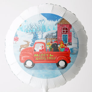 Poodle Dog Christmas Delivery Truck Snow Balloon