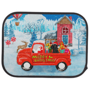 Poodle Dog Christmas Delivery Truck Snow  Car Floor Mat