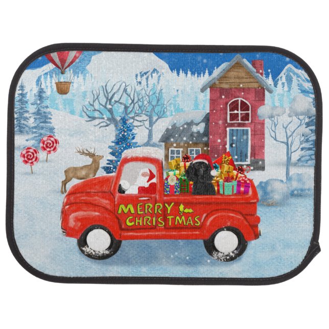 Poodle Dog Christmas Delivery Truck Snow  Car Floor Mat (Rear)