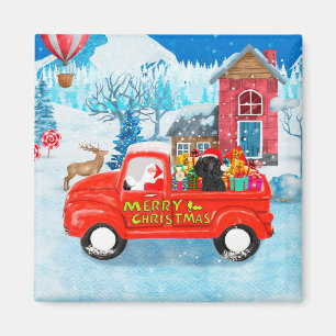 Poodle Dog Christmas Delivery Truck Snow Magnet