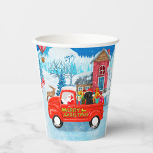 Poodle Dog Christmas Delivery Truck Snow  Paper Cups