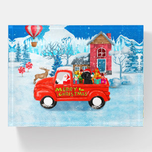 Poodle Dog Christmas Delivery Truck Snow Paperweight