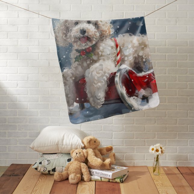 Poodle Dog Christmas Festive Baby Blanket (In Situ)