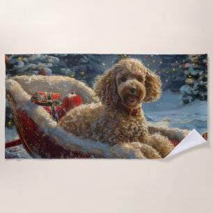 Poodle Dog Christmas Festive Beach Towel