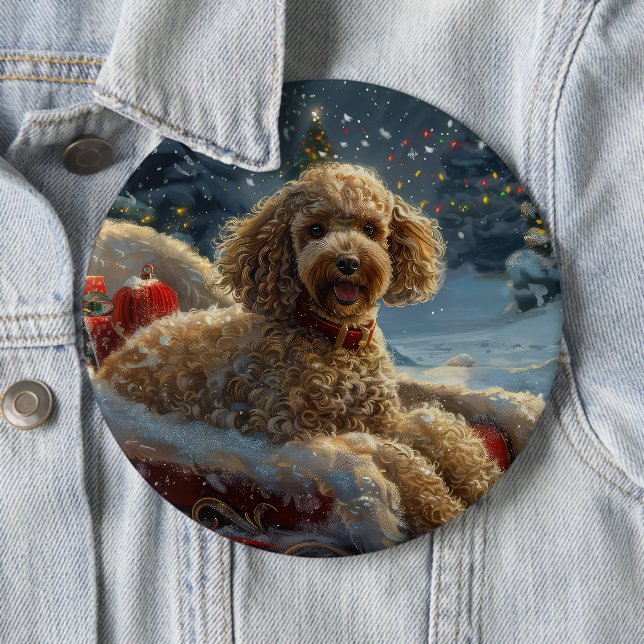 Poodle Dog Christmas Festive  Button (In Situ)