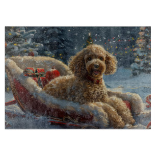 Poodle Dog Christmas Festive Cutting Board