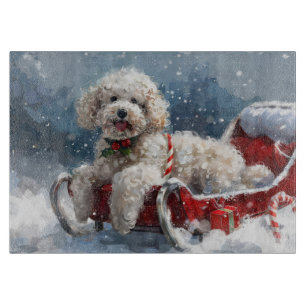 Poodle Dog Christmas Festive Cutting Board