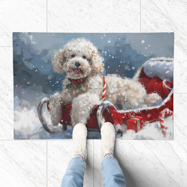 Poodle Dog Christmas Festive Doormat (Indoor)