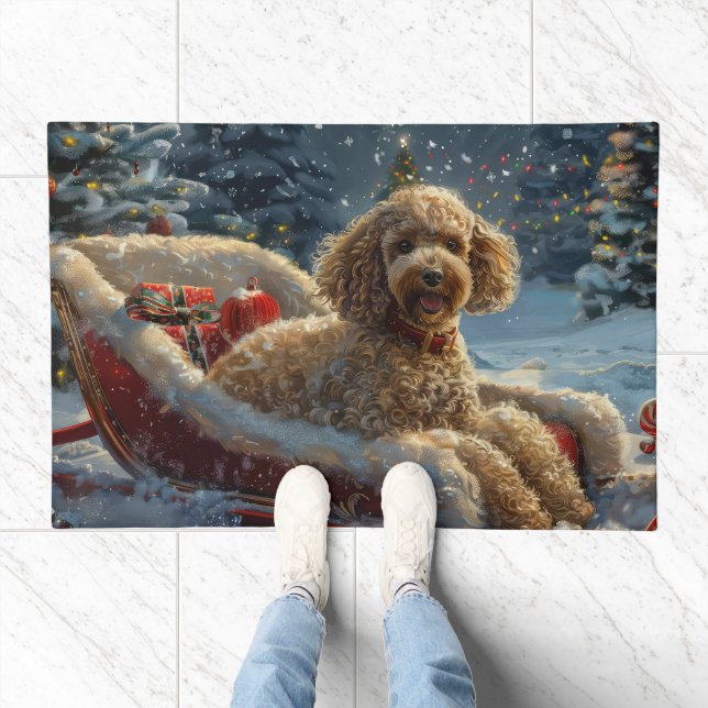 Poodle Dog Christmas Festive  Doormat (Indoor)