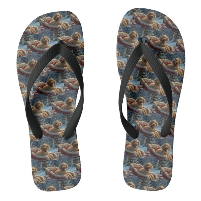 Poodle Dog Christmas Festive  Flip Flops (Footbed)