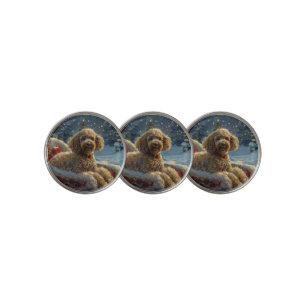 Poodle Dog Christmas Festive Golf Ball Marker