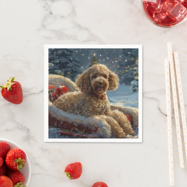 Poodle Dog Christmas Festive  Napkins (Insitu)