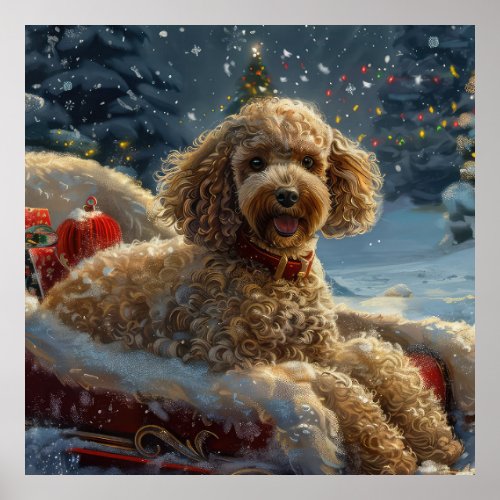 Poodle Dog Christmas Festive  Poster