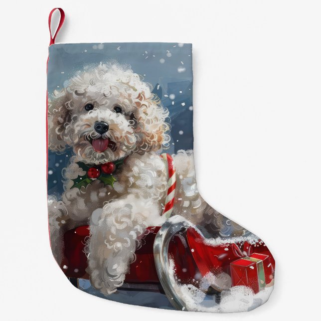 Poodle Dog Christmas Festive Small Christmas Stocking (Front)