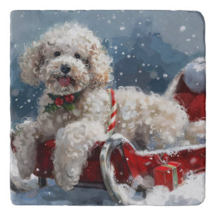 Poodle Dog Christmas Festive Trivet