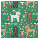 Poodle dog christmas holiday fabric