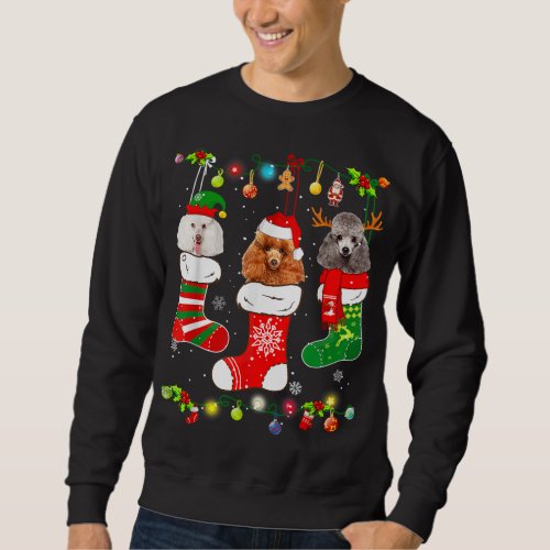Poodle Dog Christmas Lights Puppy Poodle Dog Lover Sweatshirt