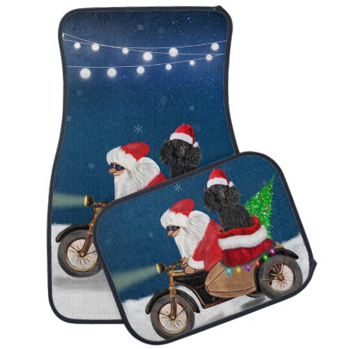 Poodle Dog Christmas Santa Claus Car Floor Mat