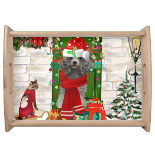 Poodle Dog Christmas Serving Tray