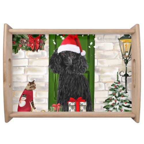 Poodle Dog Christmas  Serving Tray