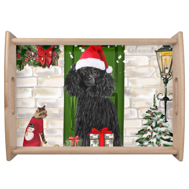 Poodle Dog Christmas  Serving Tray (Front)