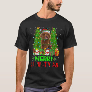 Poodle Dog Christmas Tree Lights Holiday Santa Poo T-Shirt