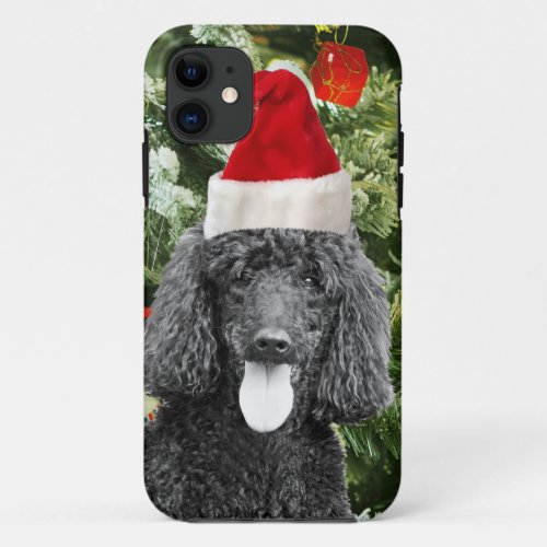 Poodle Dog Christmas Tree Snowman Red Santa Hat iPhone 11 Case