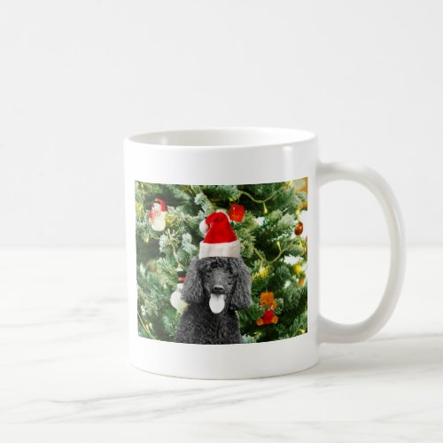 Poodle Dog Christmas Tree Snowman Red Santa Hat Coffee Mug
