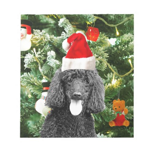 Poodle Dog Christmas Tree Snowman Red Santa Hat Notepad