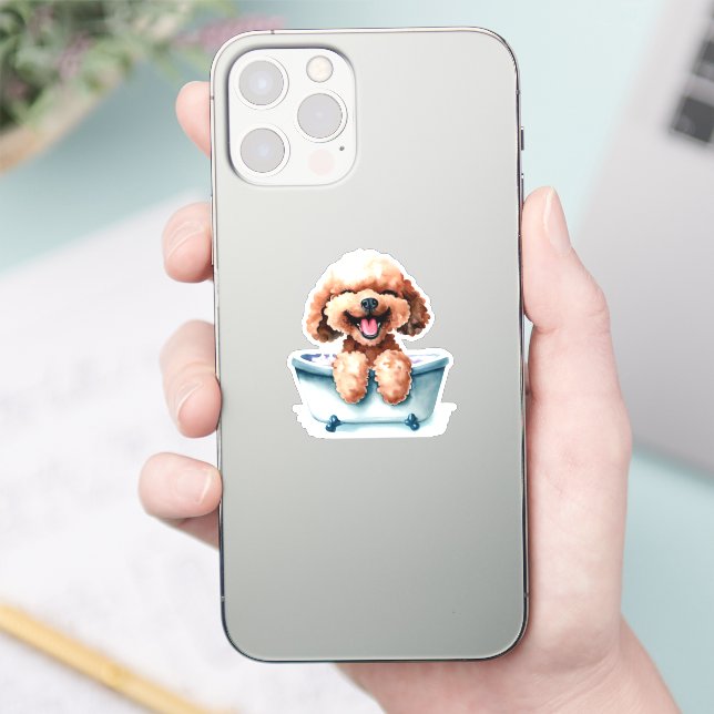 Poodle Dog Contour Cut Vinyl Sticker (Phone)