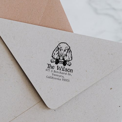 Poodle Dog Custom Return Address  Rubber Stamp