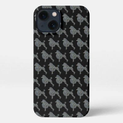 Poodle Dog Cute Silhouette Grid Black iPhone 13 Case