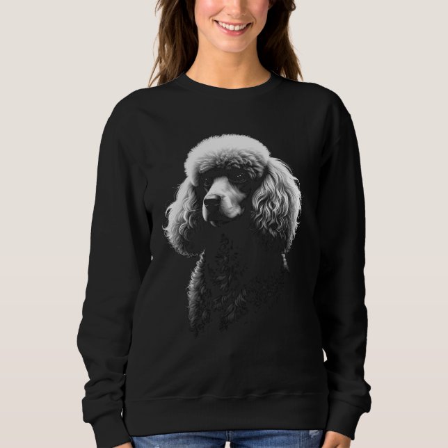 Poodle Dog Dark Art Women's Black Sweater (Front)
