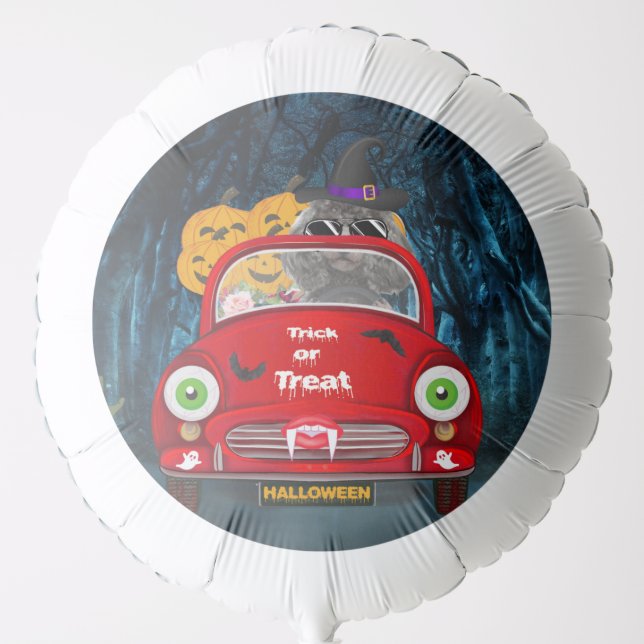 Poodle Dog Driving Car Scary Halloween  Balloon (Front)