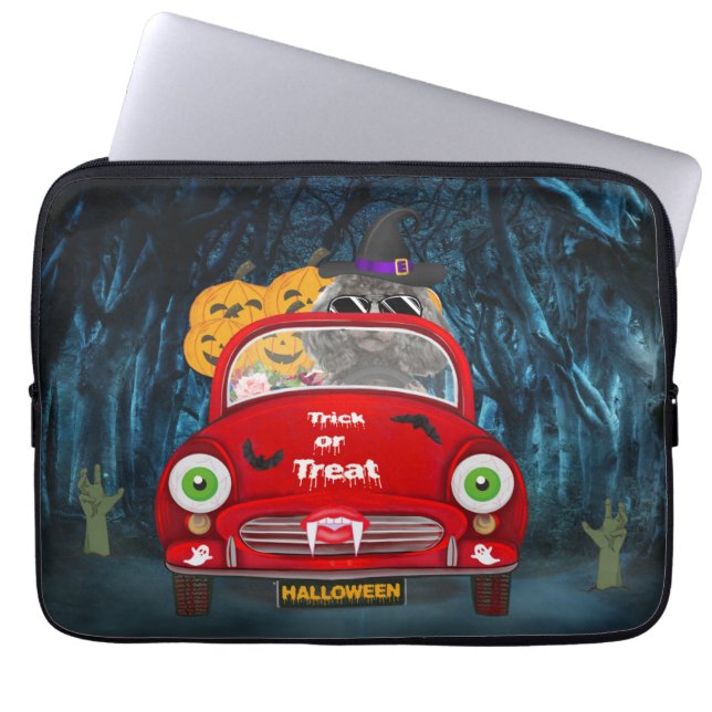 Poodle Dog Driving Car Scary Halloween  Laptop Sleeve (Front)