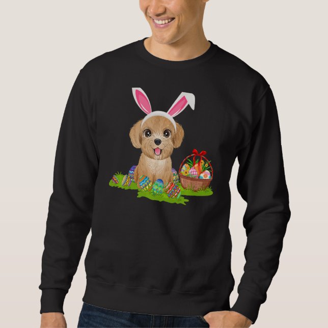 Poodle Dog Easter Egg Hunting Bunny Poodle Easter  Sweatshirt (Front)
