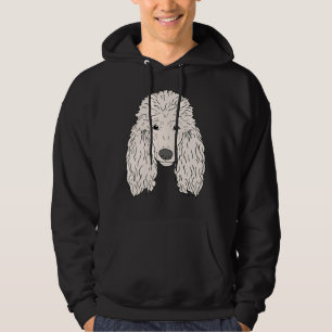 Poodle Dog Face Hand Drawn White Fur Hoodie