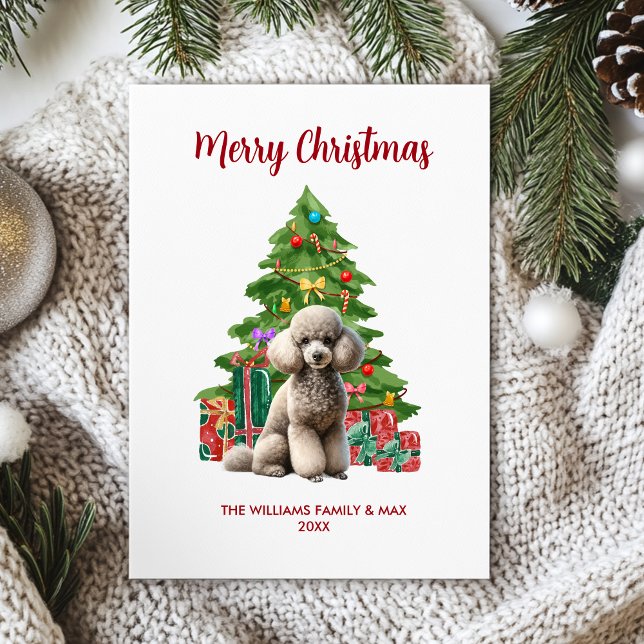 Poodle Dog Family Christmas Holiday Card (Creator Uploaded)