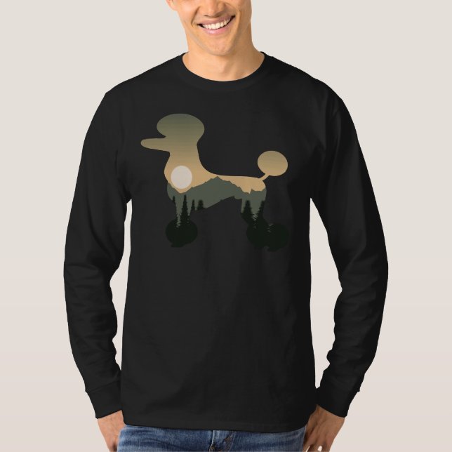 Poodle Dog Forest Mountain Sunset T-Shirt (Front)