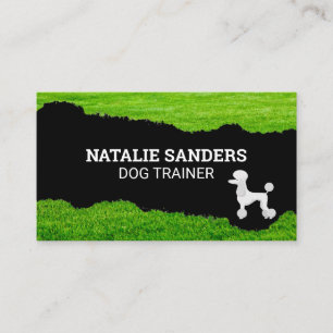 Poodle Dog Grass Torn Effect Business Card