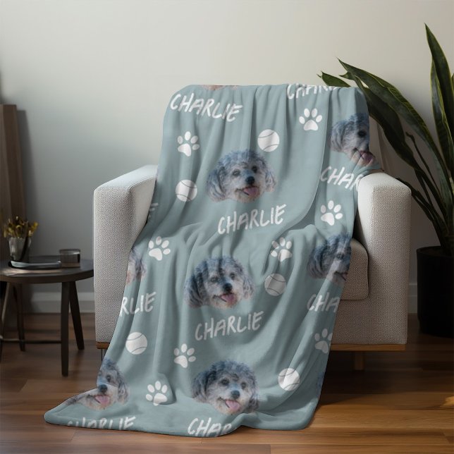 Poodle Dog, Gray Custom Photo and Name, Pet Fleece Blanket (Creator Uploaded)