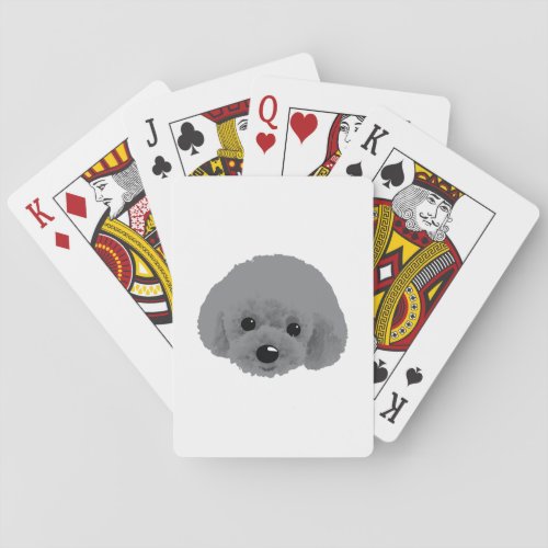 Poodle dog gray poker cards