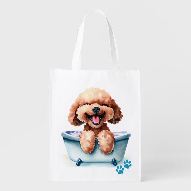 Poodle Dog Grocery Bag (Front)