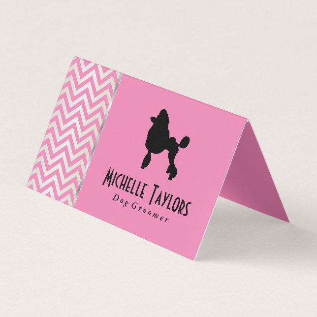 Poodle | Dog Groomer (offset) Business Card (Front)
