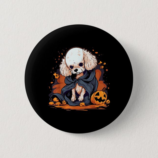 Poodle Dog Halloween Button (Front)