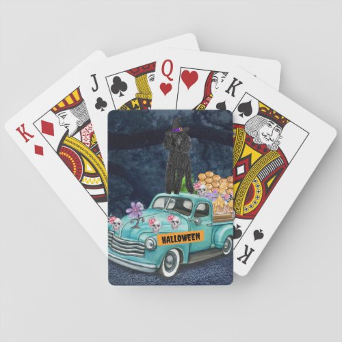 Poodle Dog Halloween Truck Scary Night  Poker Cards