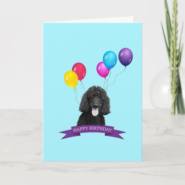 Poodle Dog Happy Birthday Greeting Card (Front)